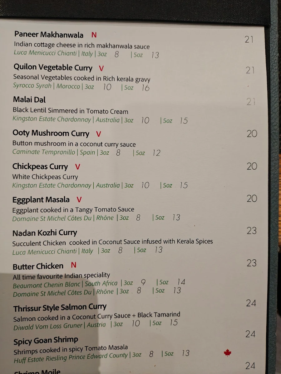 Menu, Thali