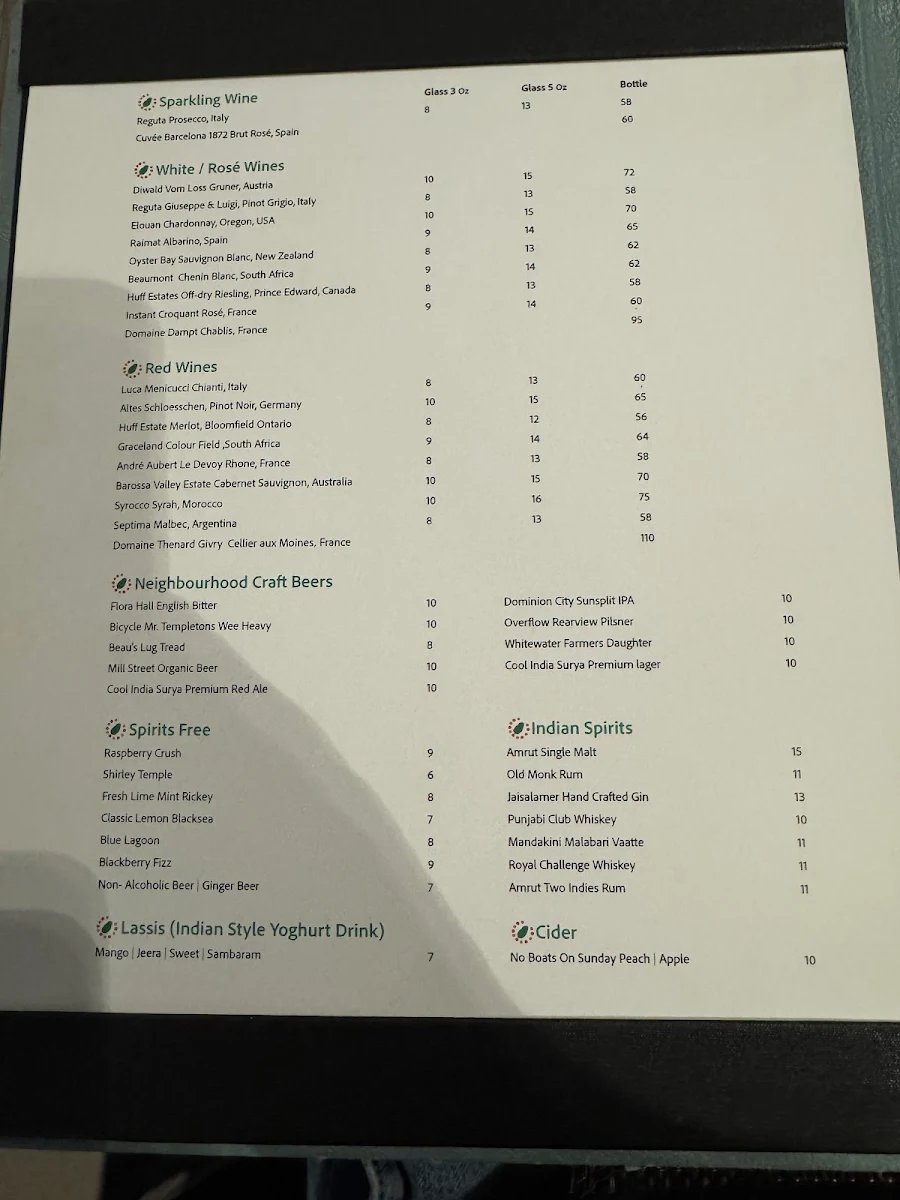 Menu, Thali