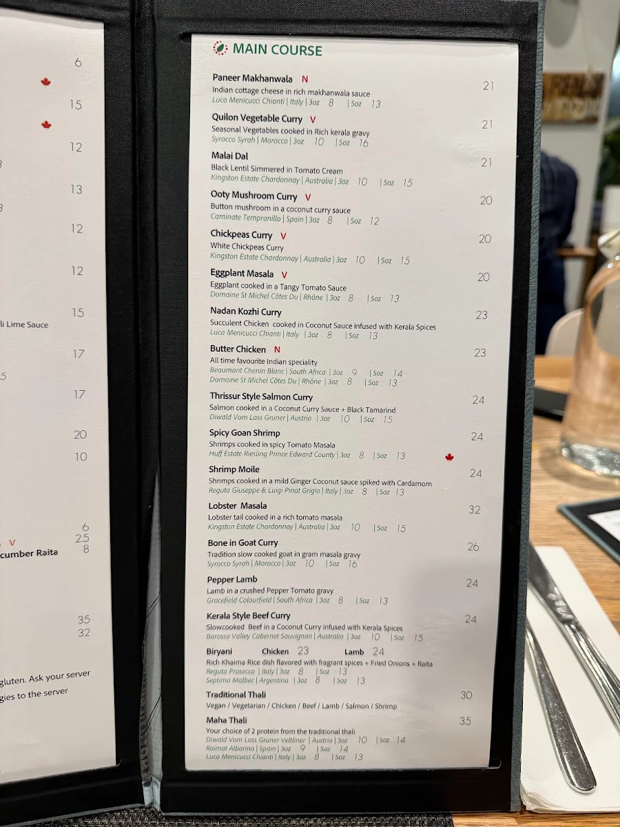 Menu, Thali