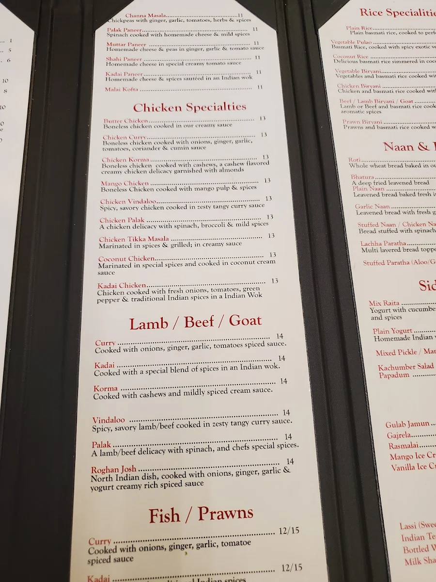Menu, Tandoori Flare