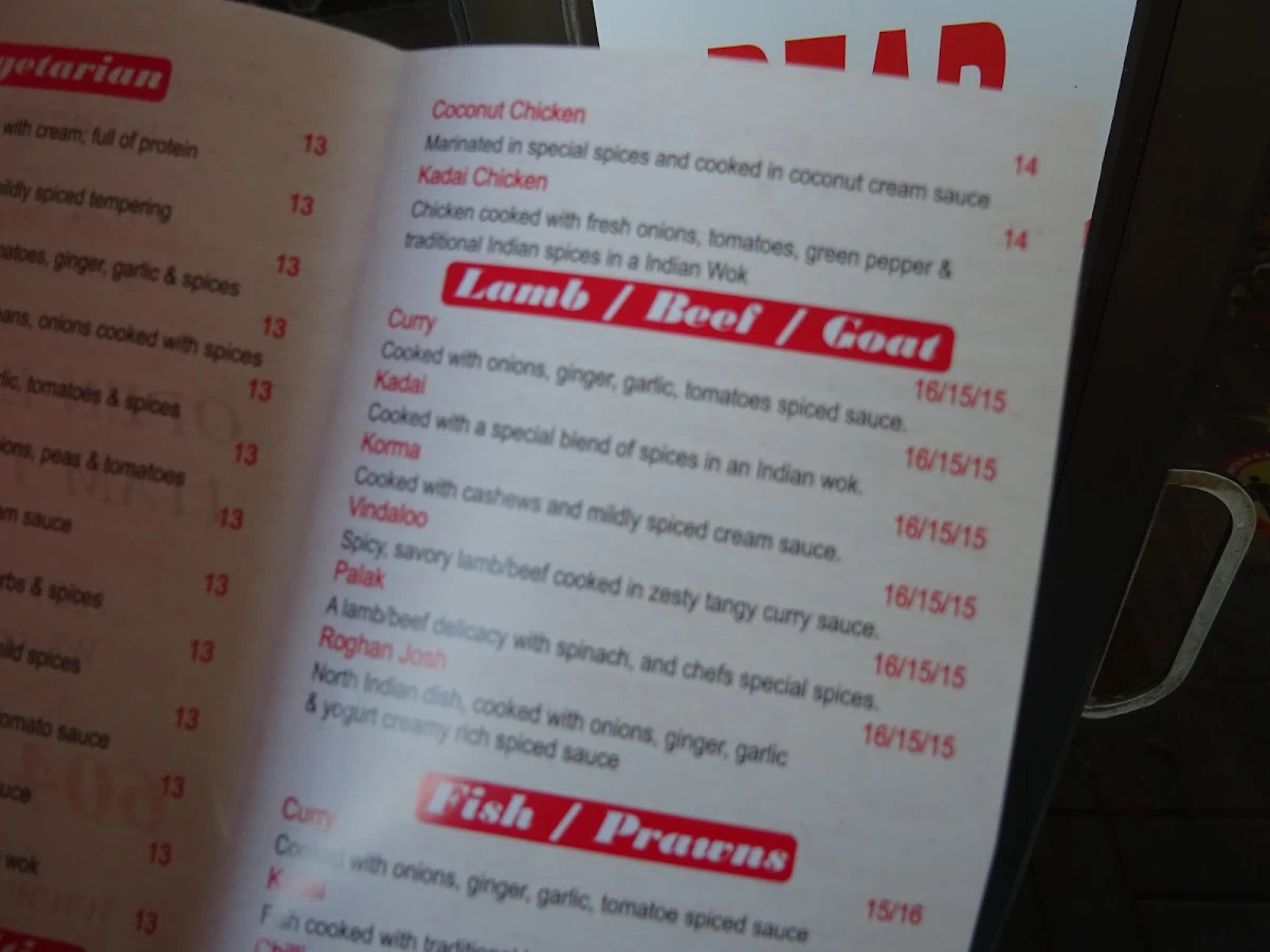 Menu, Tandoori Flare