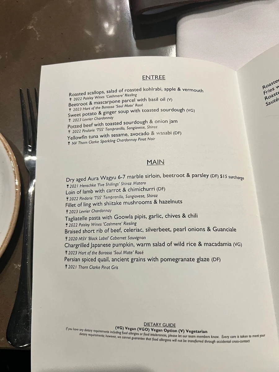 Menu, The Cellar Kitchen Restaurant