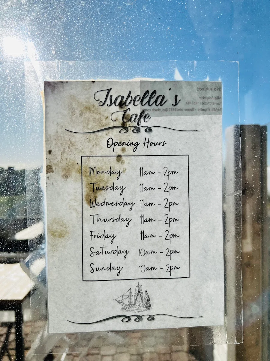 Menu, Isabellas Cafe