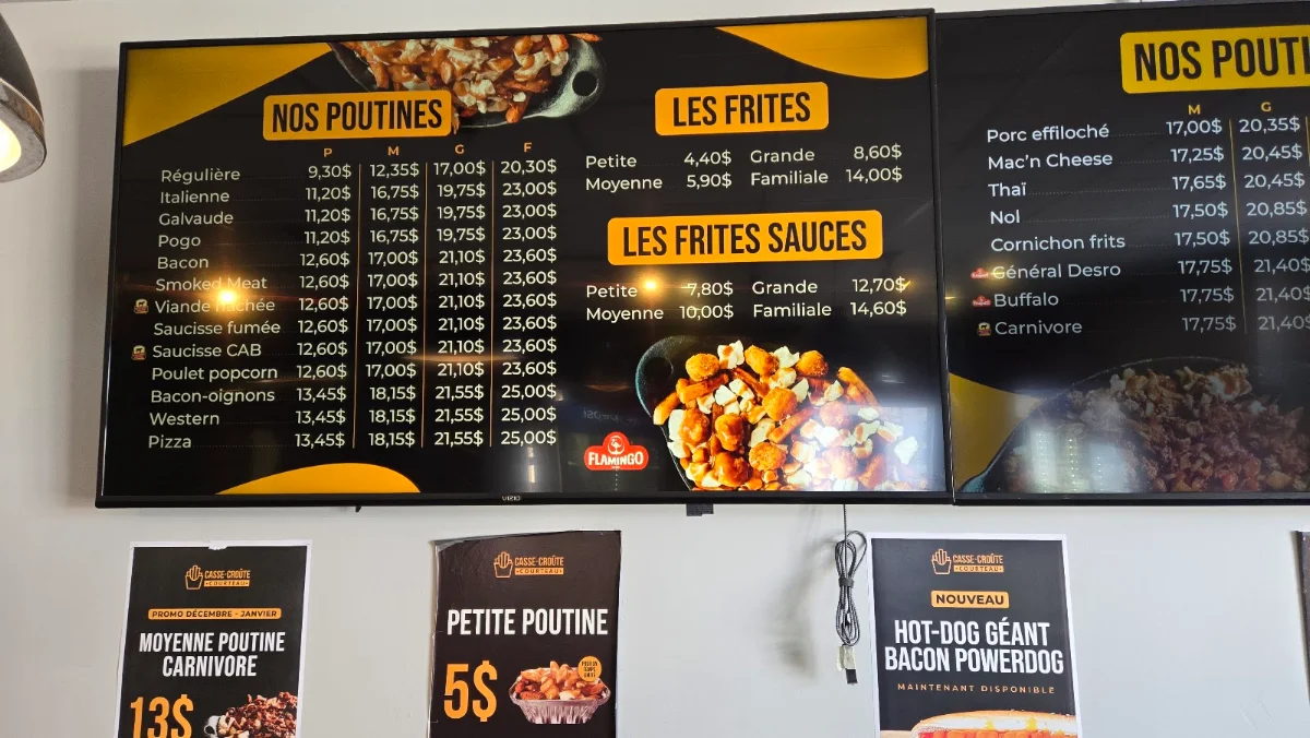 Menu, Casse-croûte Courteau St-Grégoire