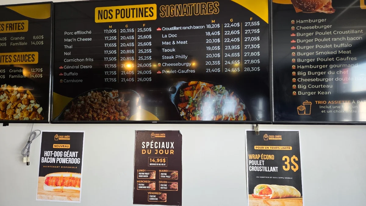 Menu, Casse-croûte Courteau St-Grégoire