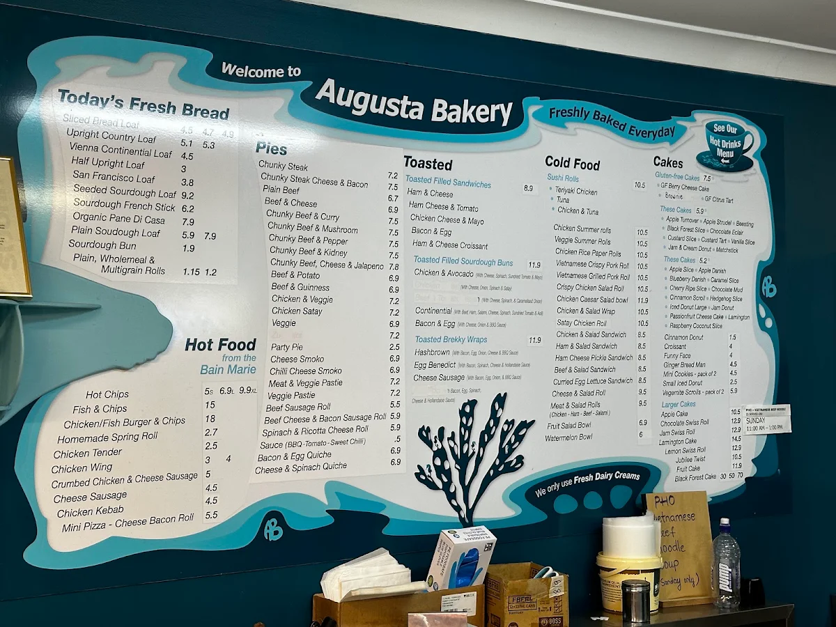 Menu, Augusta Bakery
