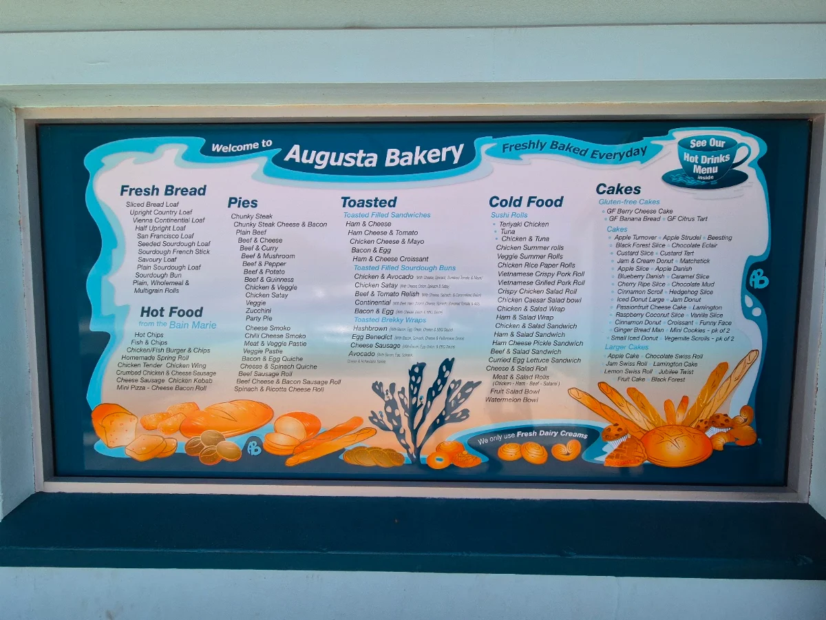 Menu, Augusta Bakery