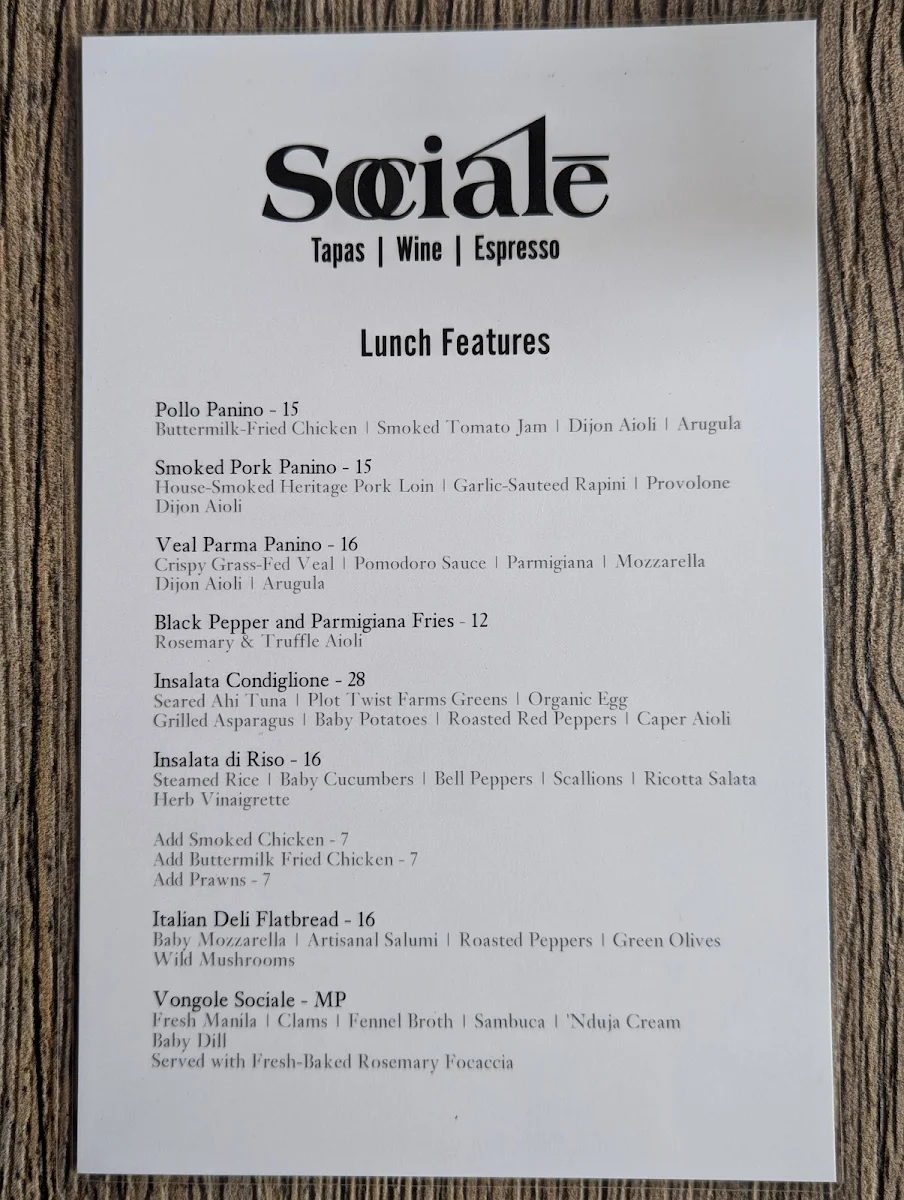 Menu, Socialē