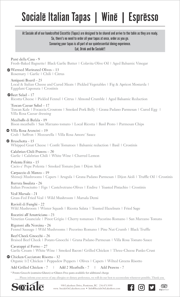 Menu, Socialē