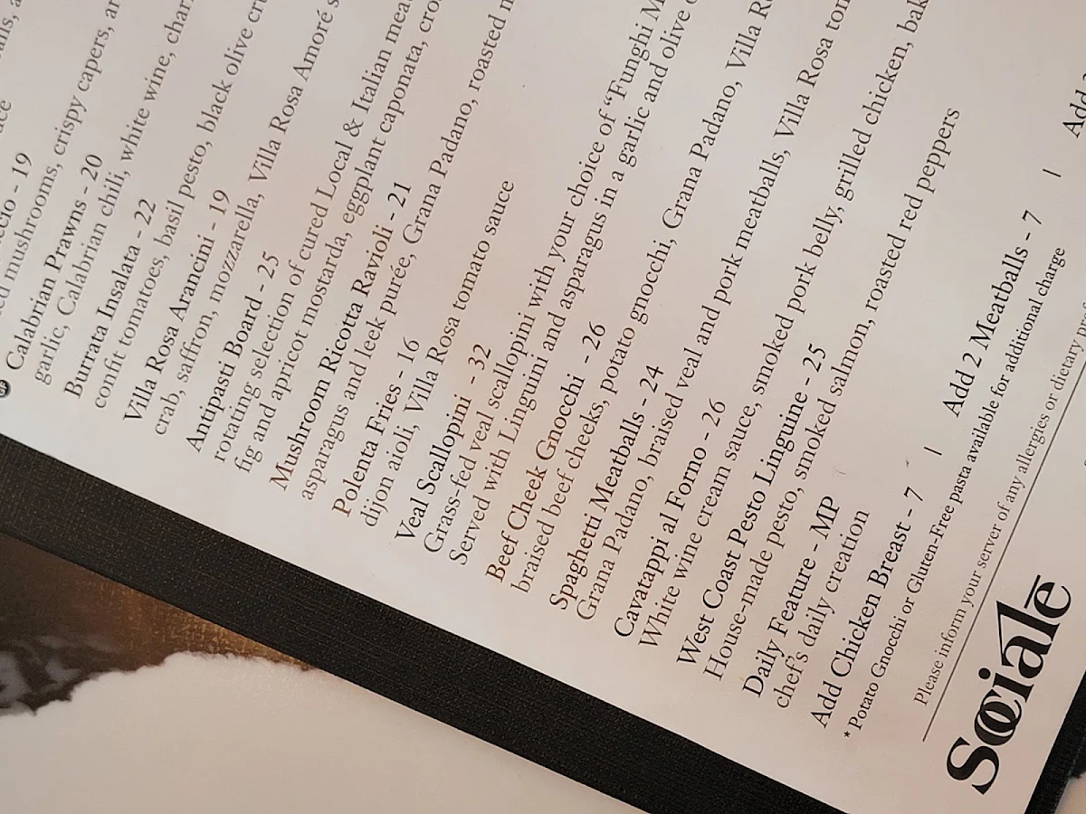 Menu, Socialē