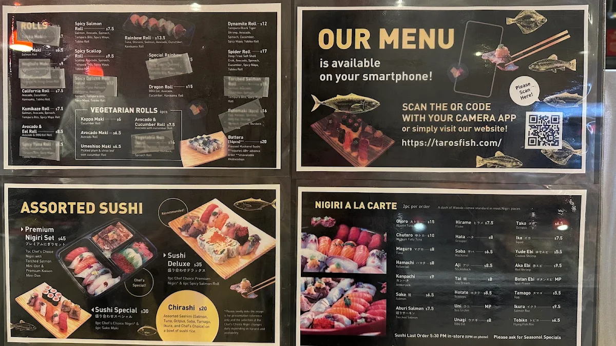 Menu, Taro's Fish