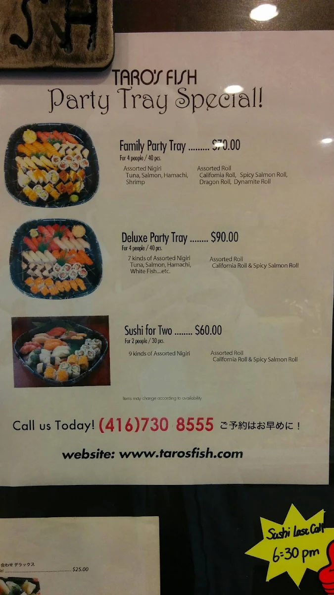 Menu, Taro's Fish