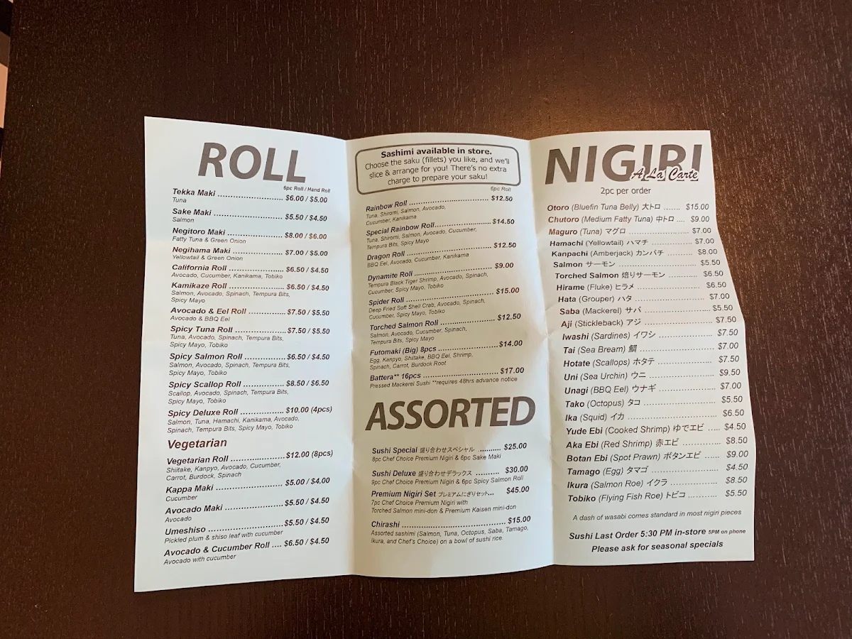 Menu, Taro's Fish