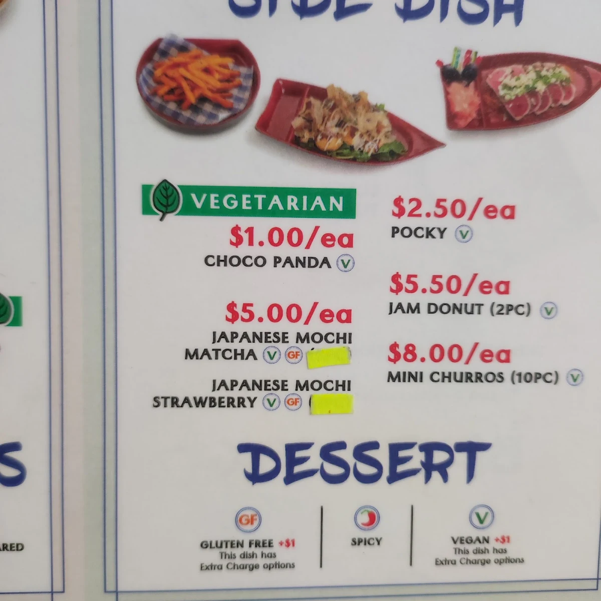 Menu, Mr O-Sushi