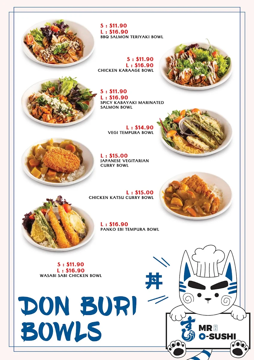 Menu, Mr O-Sushi