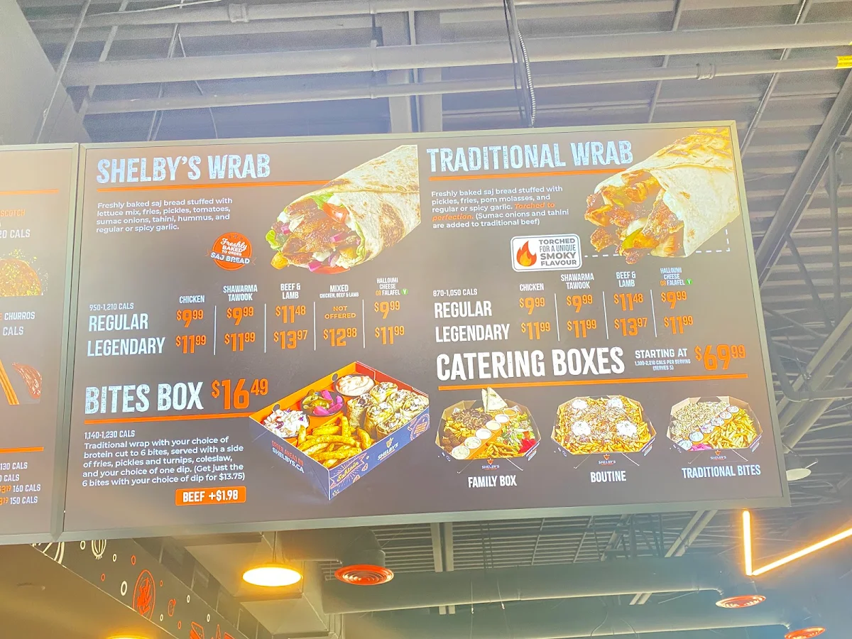 Menu, Shelby's Legendary Shawarma