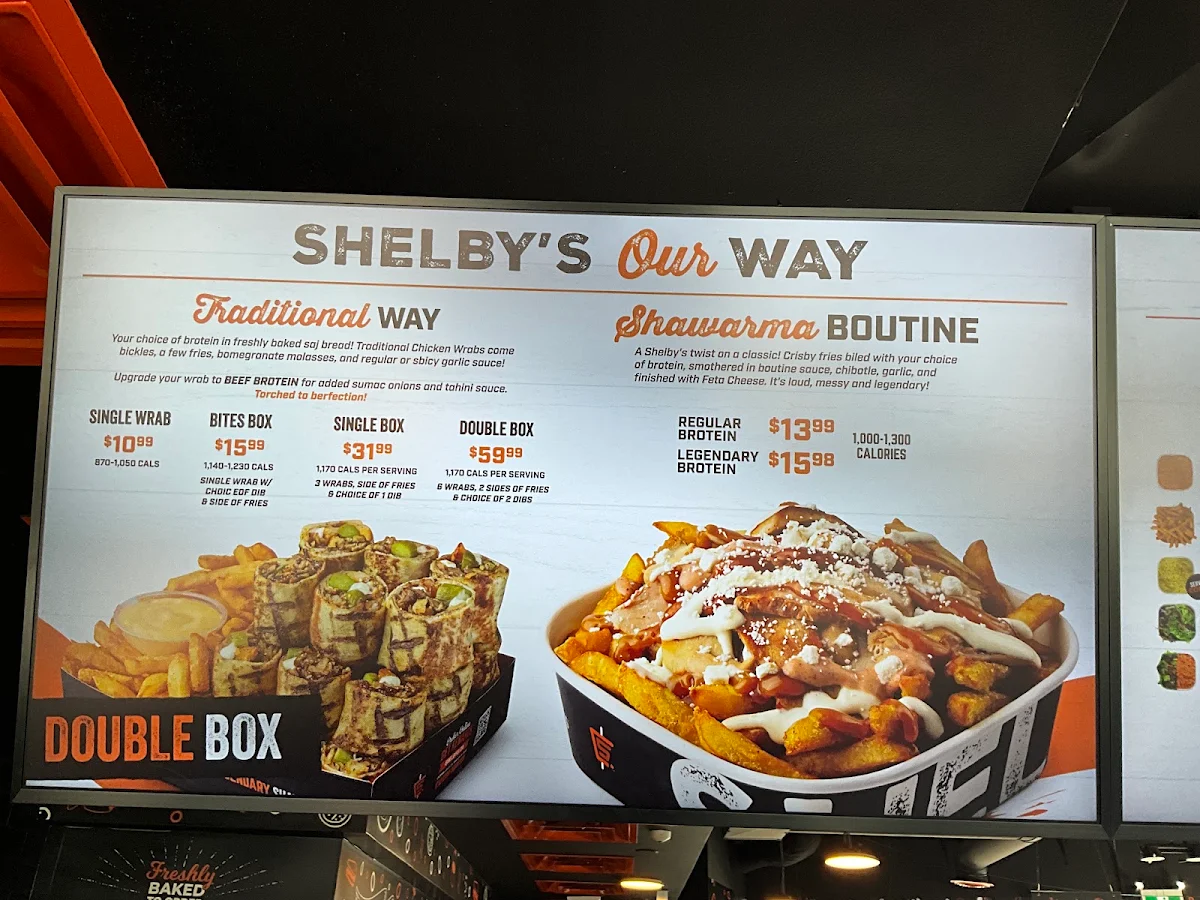 Menu, Shelby's Legendary Shawarma