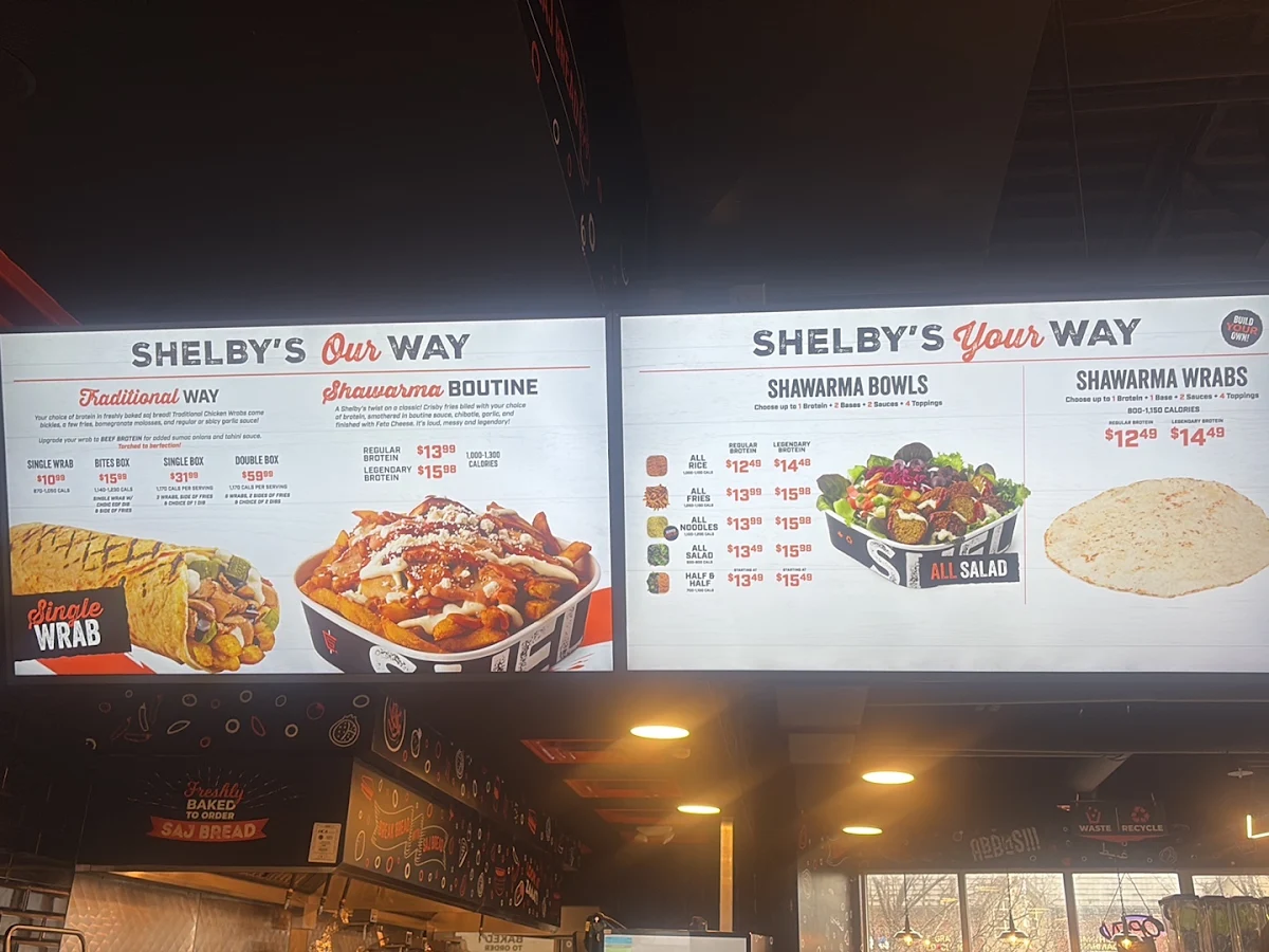 Menu, Shelby's Legendary Shawarma