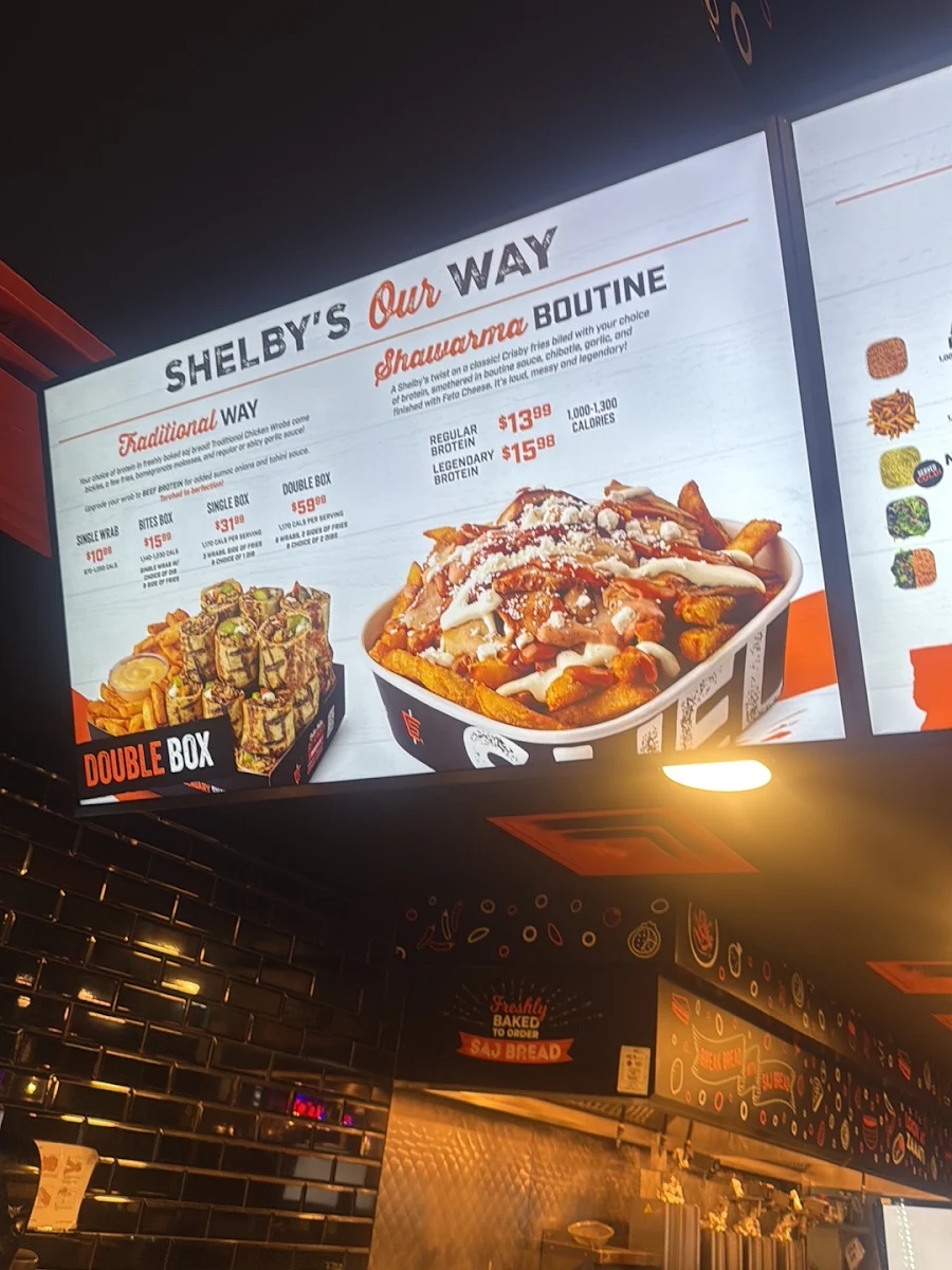 Menu, Shelby's Legendary Shawarma