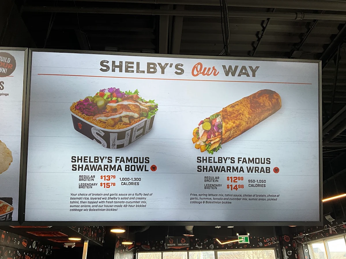 Menu, Shelby's Legendary Shawarma