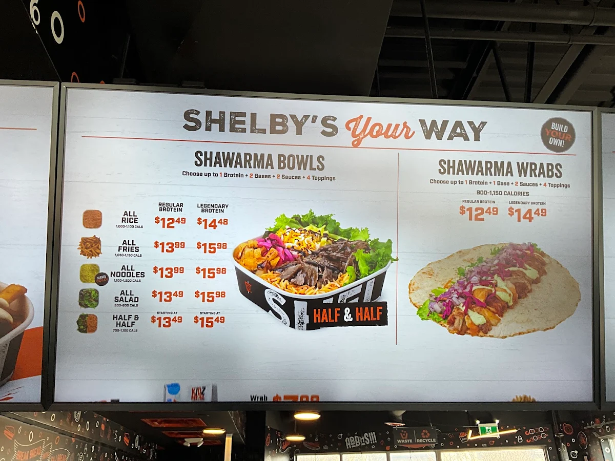 Menu, Shelby's Legendary Shawarma