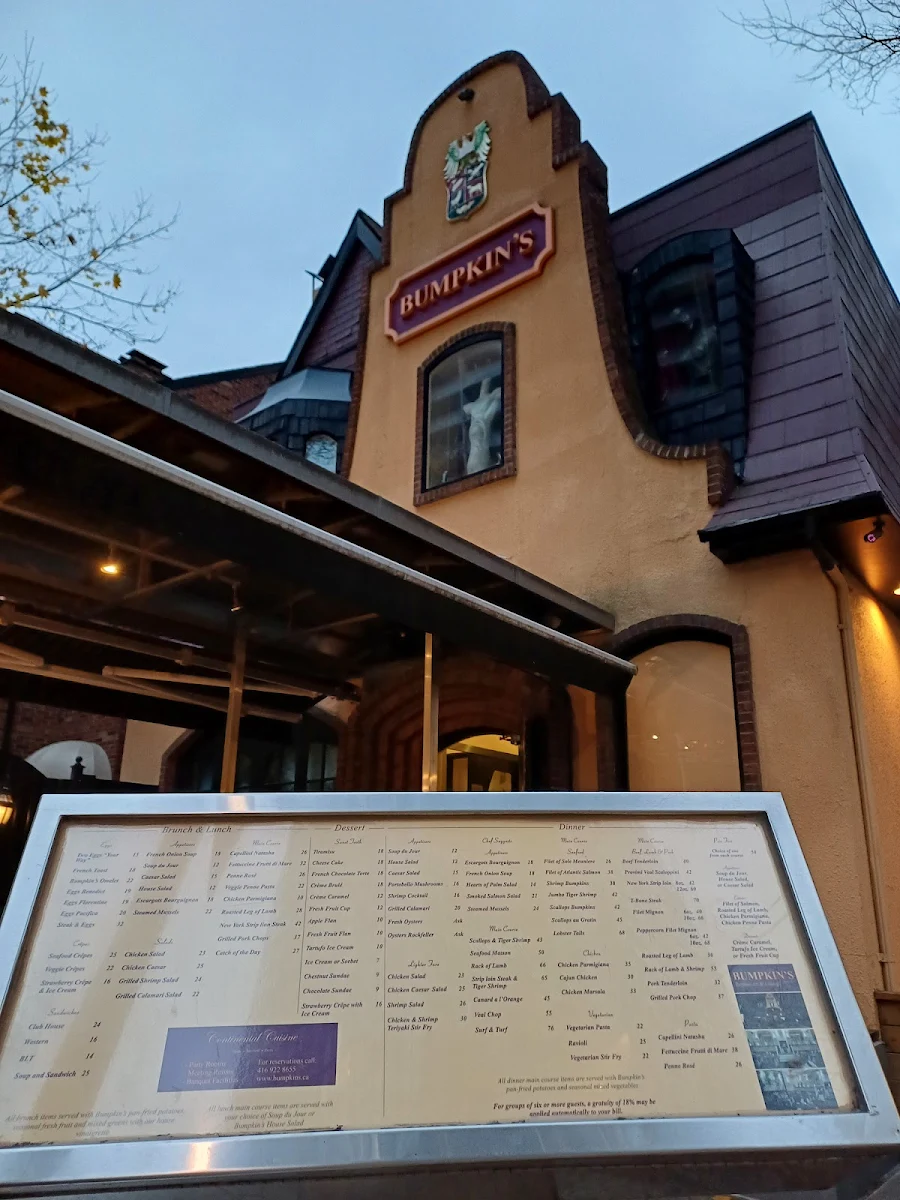 Menu, Bumpkin's Restaurant & Lounge
