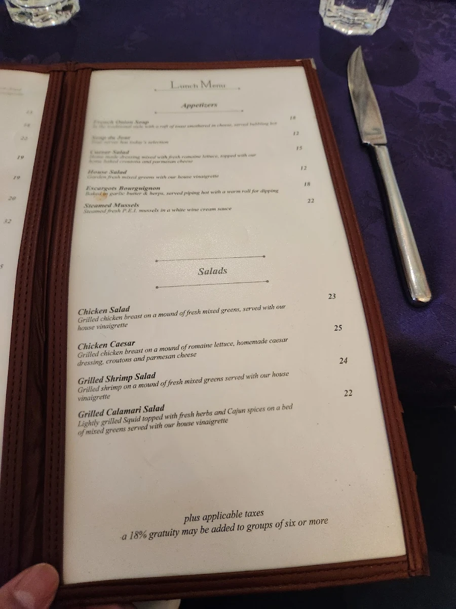 Menu, Bumpkin's Restaurant & Lounge