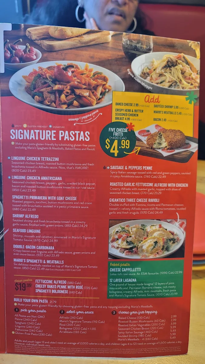 Menu, East Side Mario's
