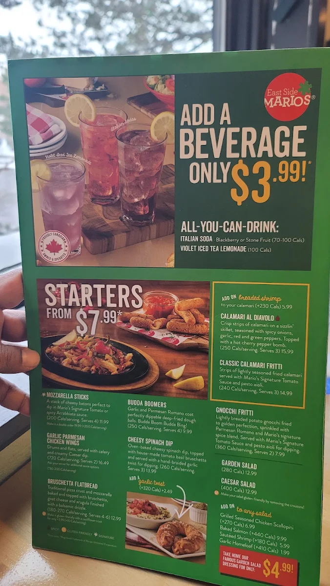 Menu, East Side Mario's