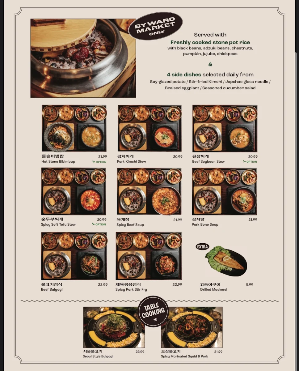 Menu, Daldongnae Korean BBQ - Byward Market