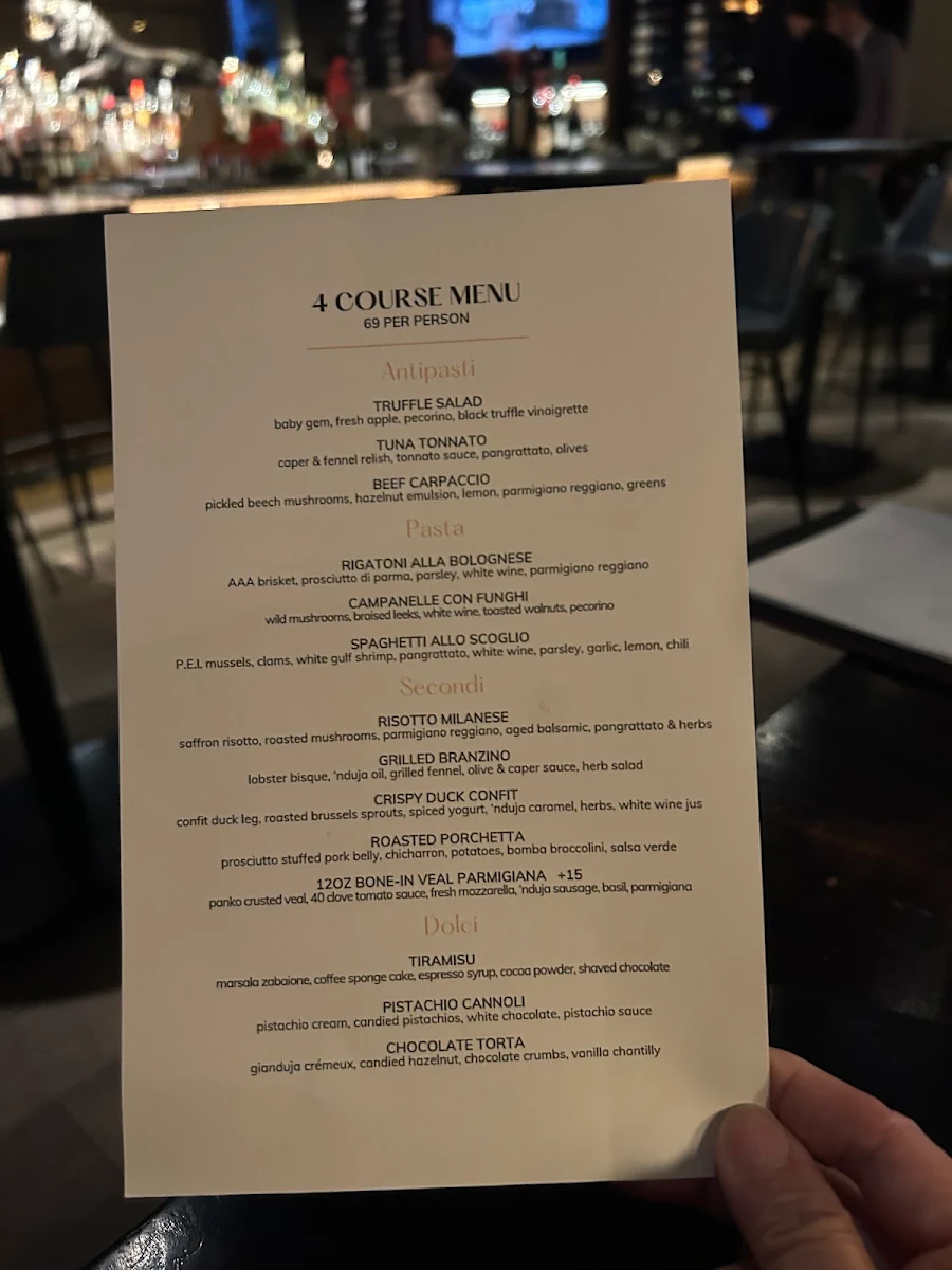 Menu, Notte Ristorante (formerly Amano Trattoria)