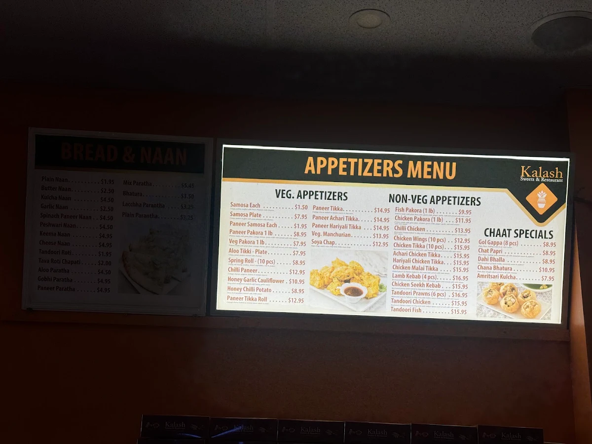 Menu, Kalash Indian Kitchen