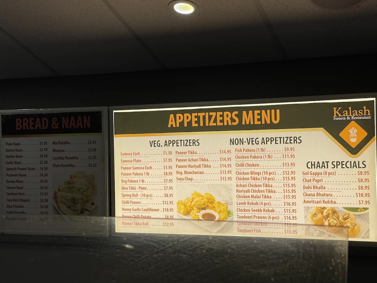Menu, Kalash Indian Kitchen