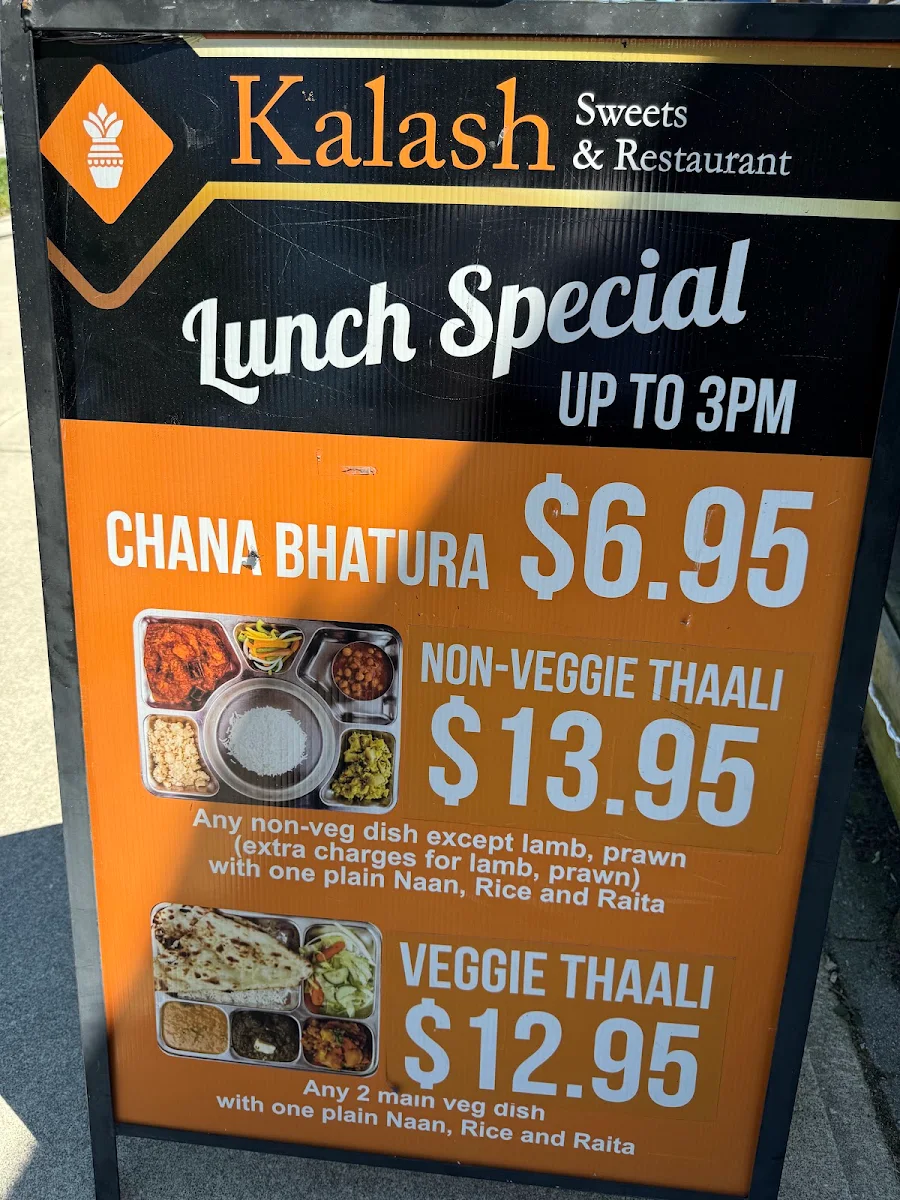 Menu, Kalash Indian Kitchen