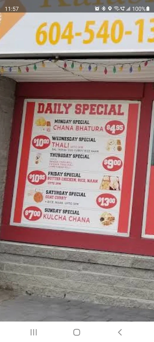 Menu, Kalash Indian Kitchen