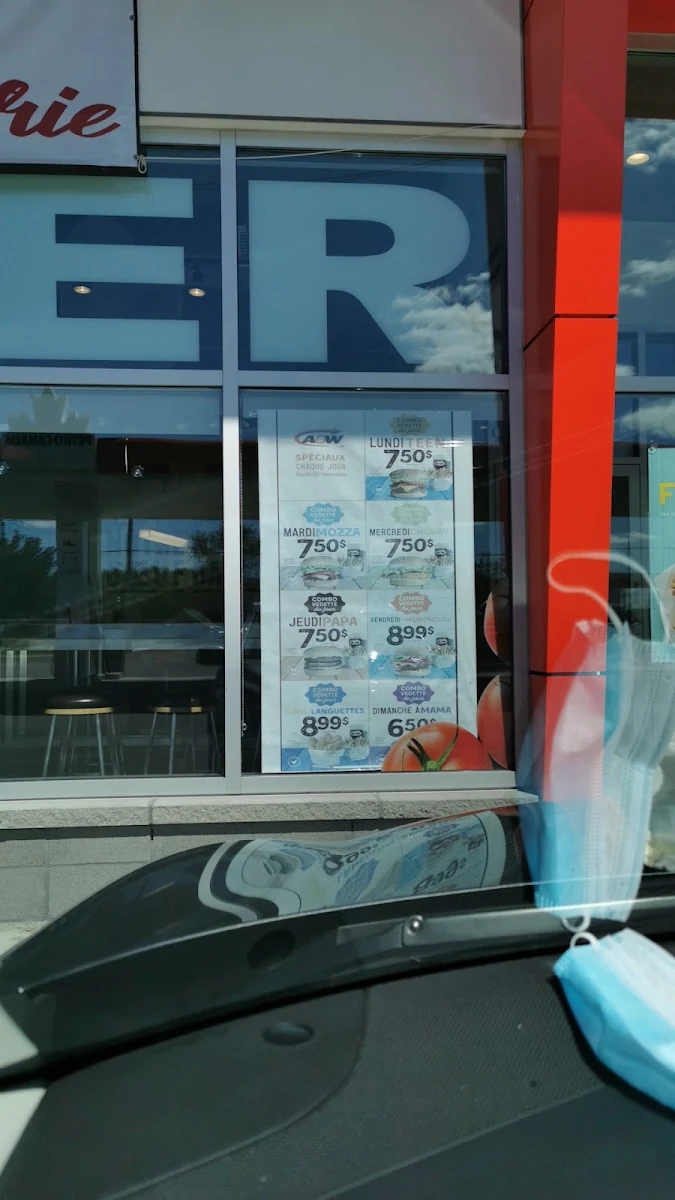 Menu, A&W Canada