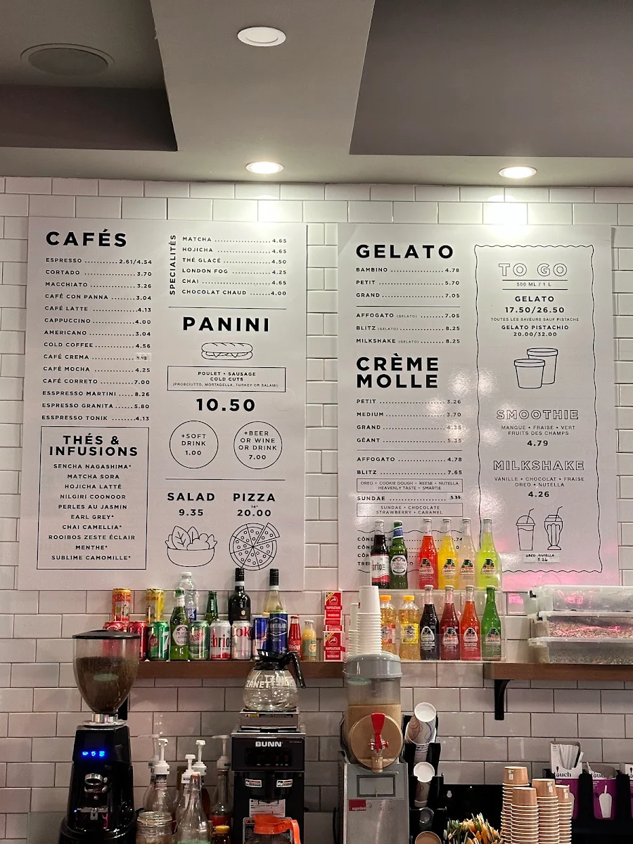 Menu, CAFÉ GELATO - ST-LAURENT