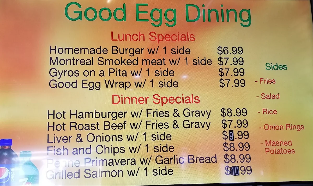 Menu, Good Egg Dining