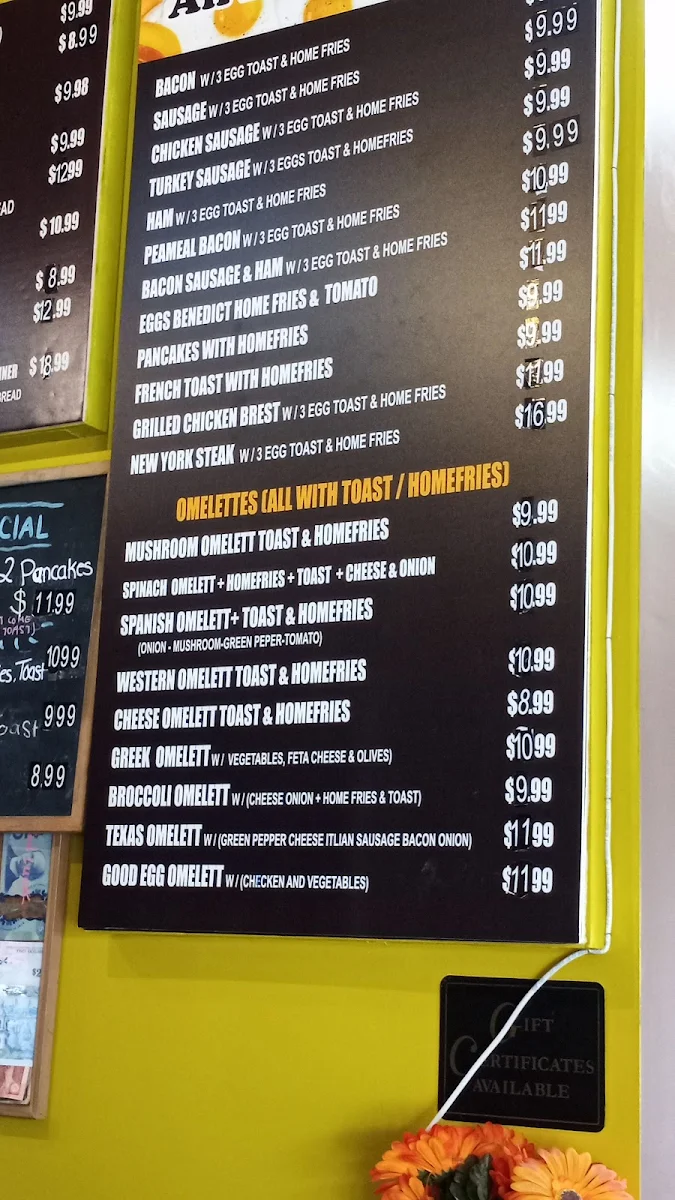 Menu, Good Egg Dining