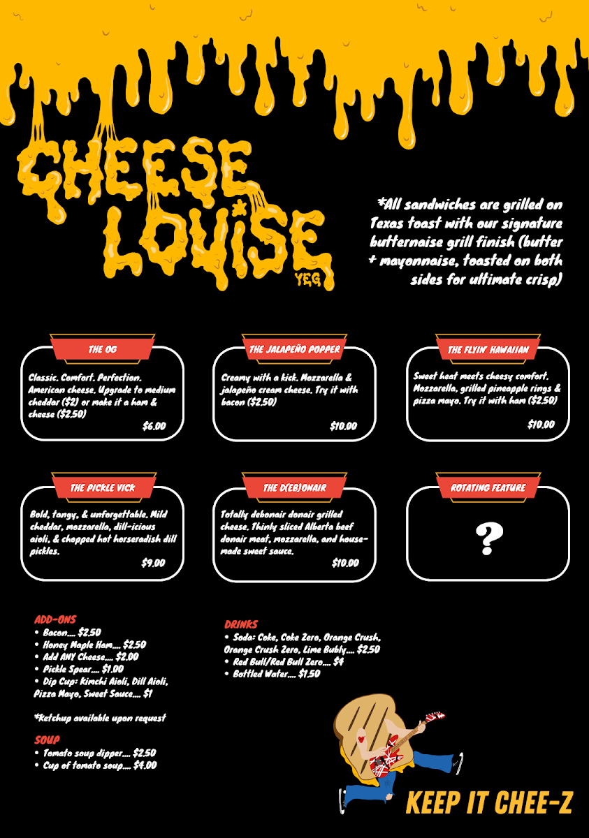 Menu, Cheese Louise YEG