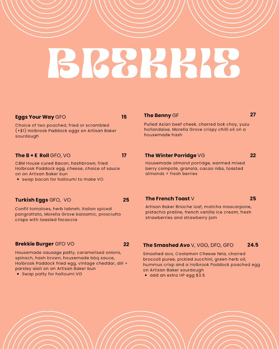 Menu, The Brew Wagga