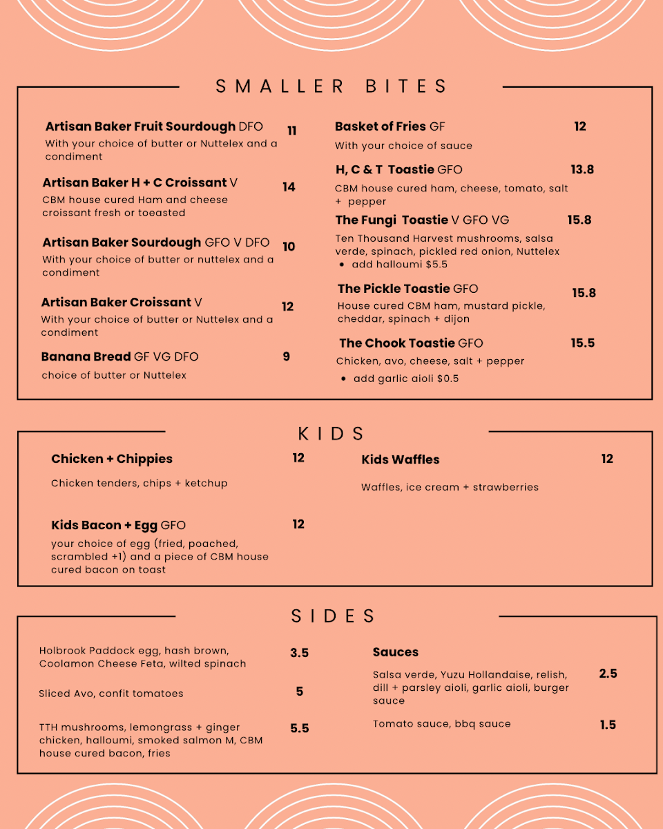 Menu, The Brew Wagga