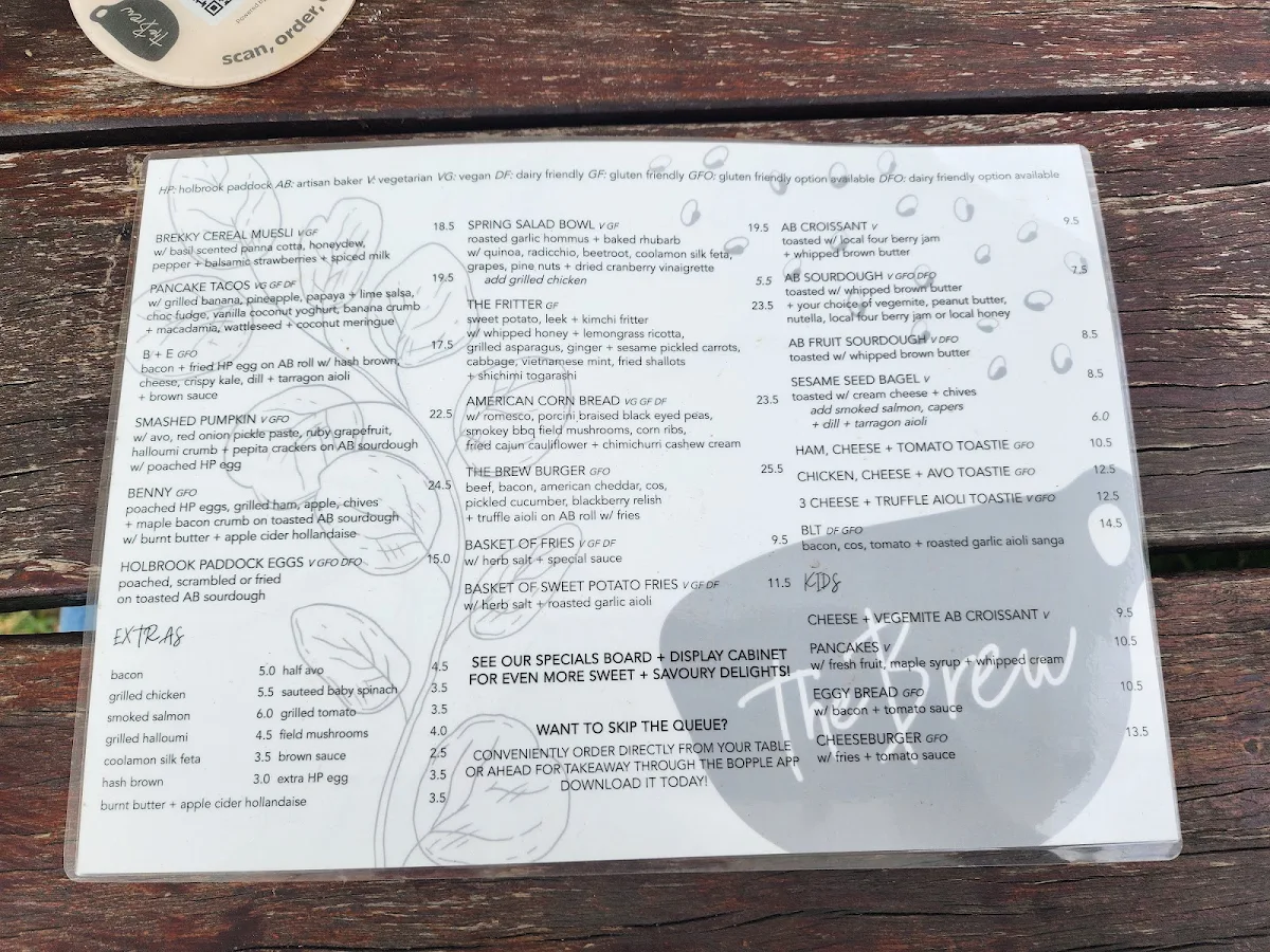 Menu, The Brew Wagga