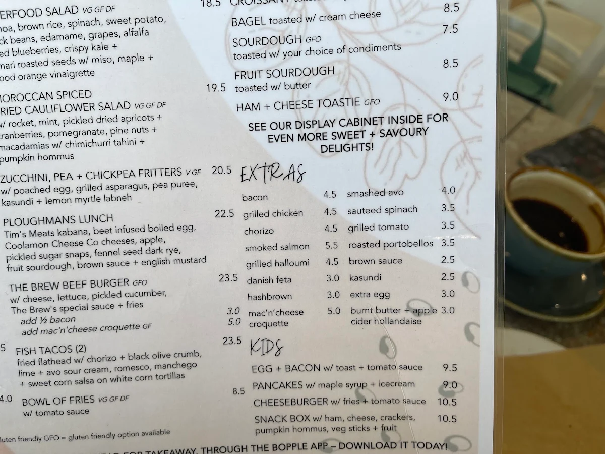 Menu, The Brew Wagga
