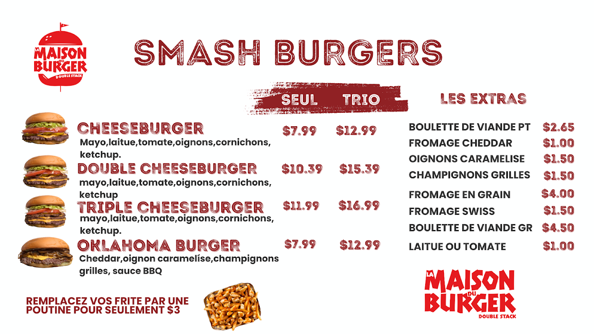 Menu, La maison du burger double stack (HALAL)