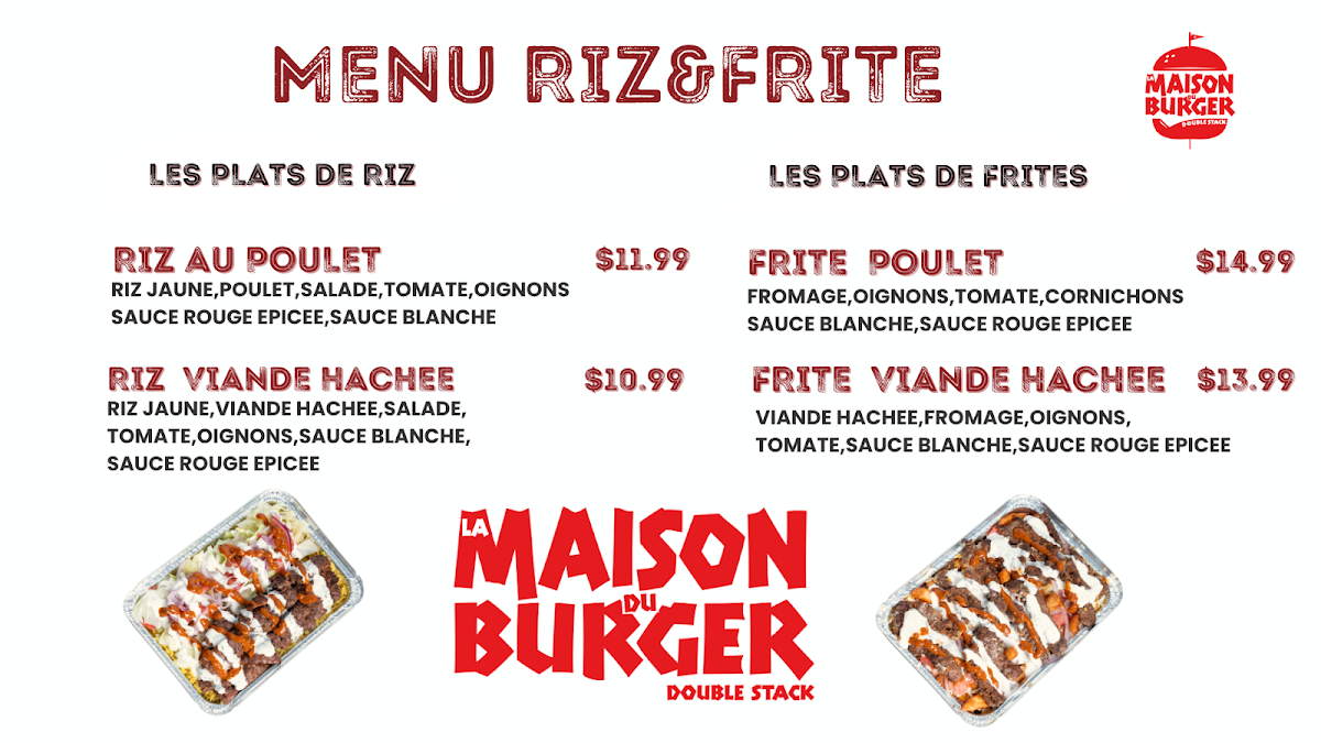 Menu, La maison du burger double stack (HALAL)