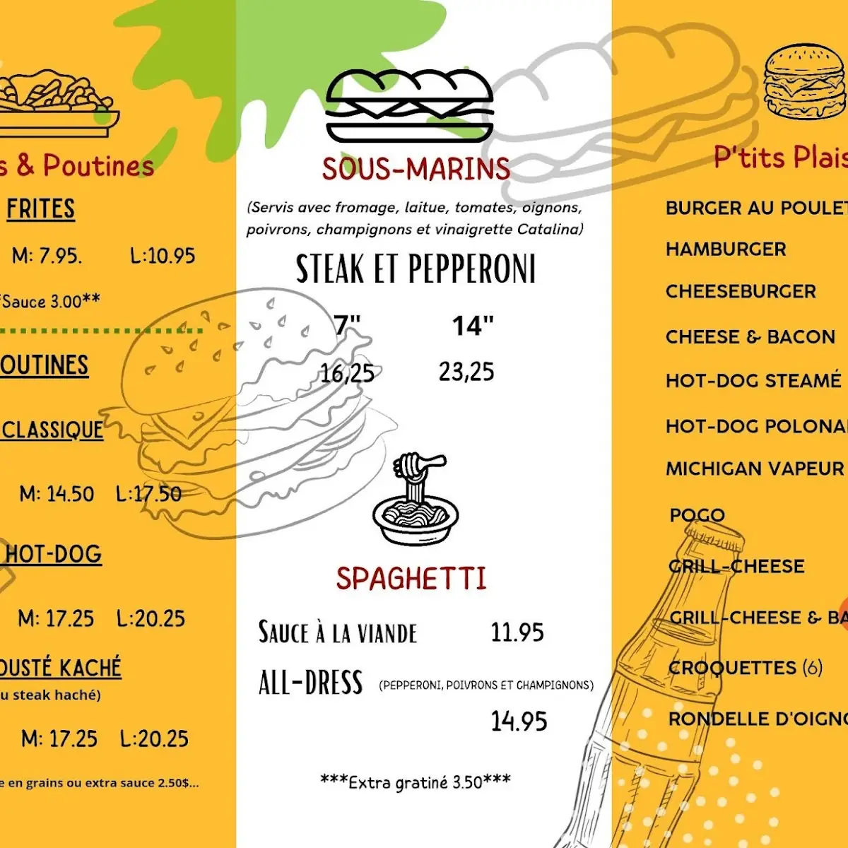Menu, Restaurant chez Émilie