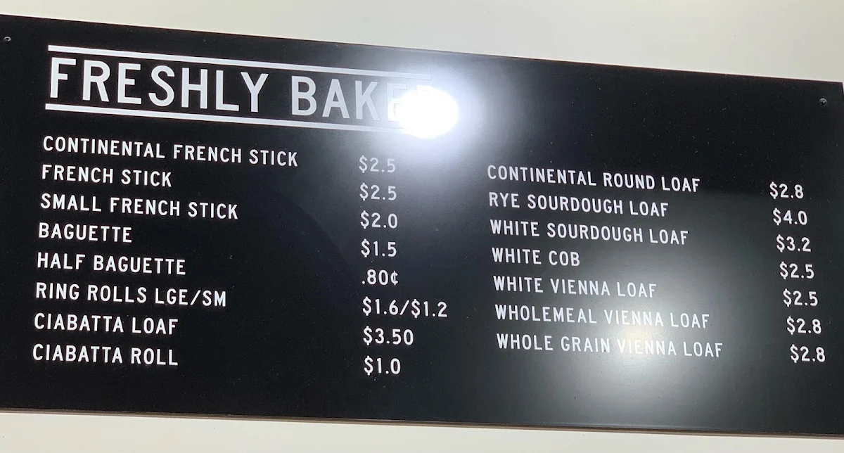 Menu, Central Bakehouse