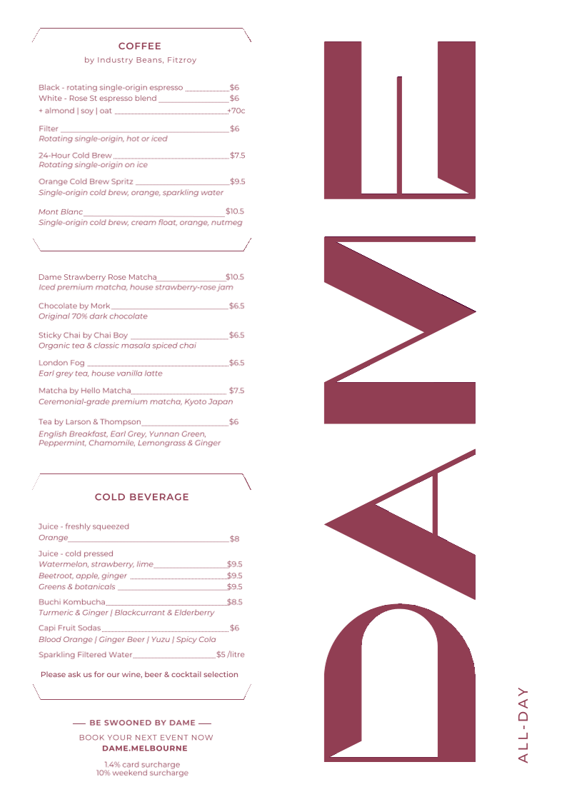 Menu, Dame