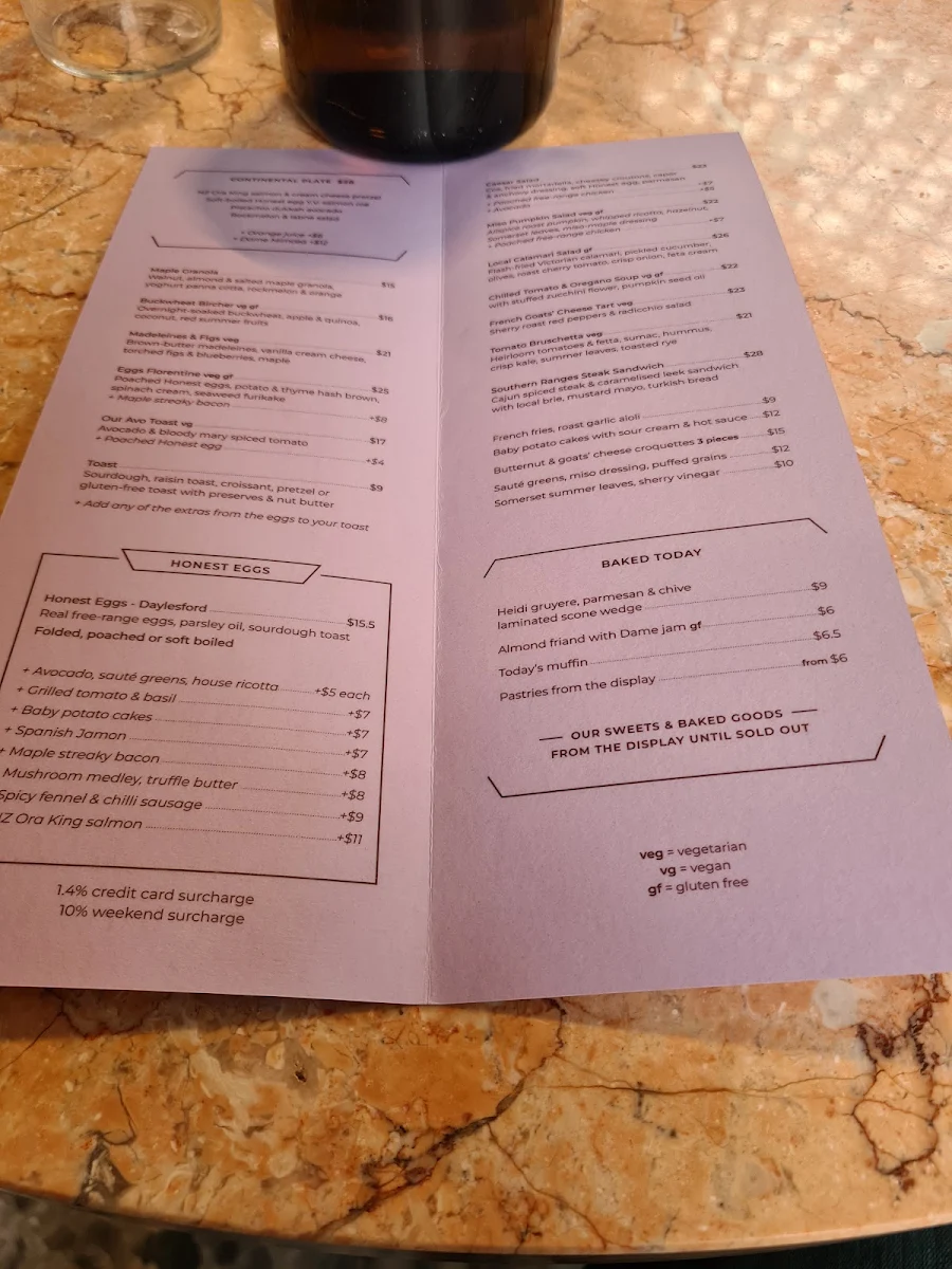 Menu, Dame